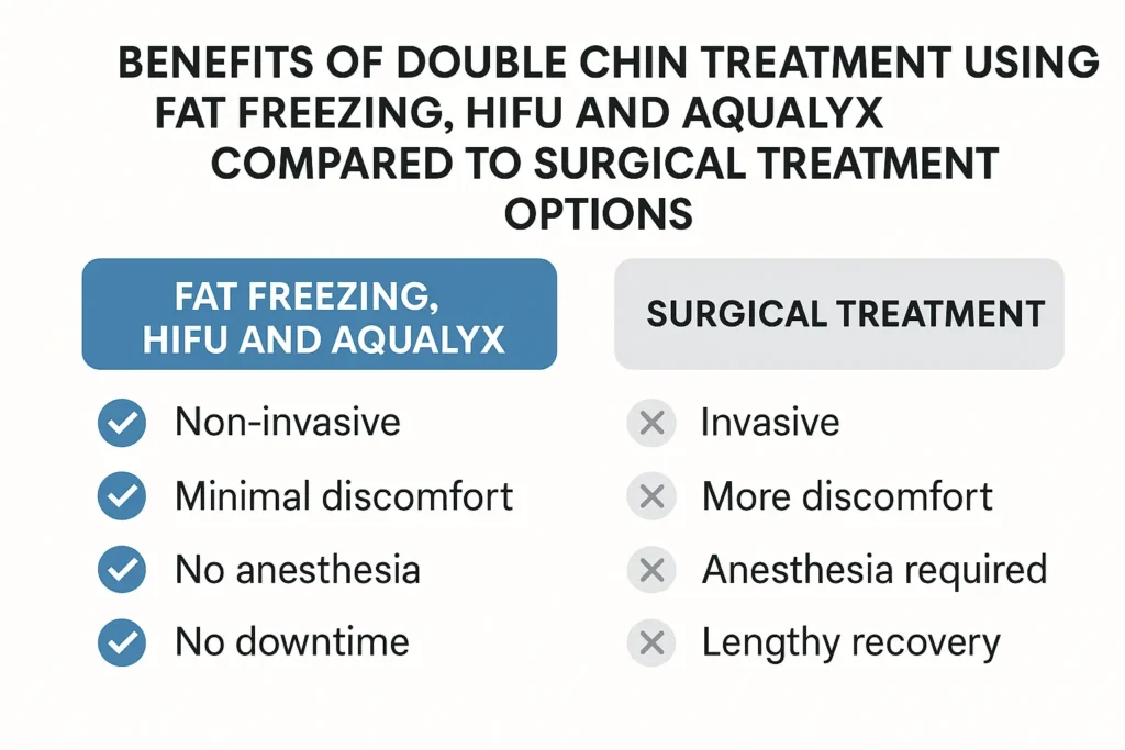Graphic about the benefits of double chin treatment Lewes - from LA LIPO