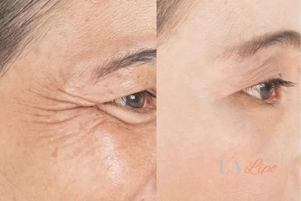 Before and after results of woman - HI-fu wrinkles reduction treatment Lewes