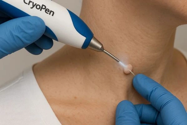 Person receiving Cryotherapy skin tag removal Lewes
